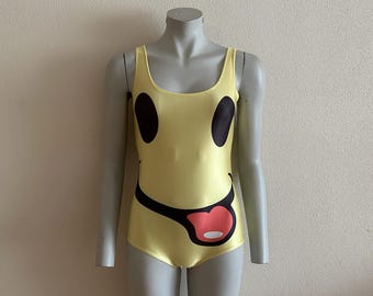 Vintage Badeanzug Einteiler Damen Badeanzug Gelb Bademode Klassischer Badeanzug