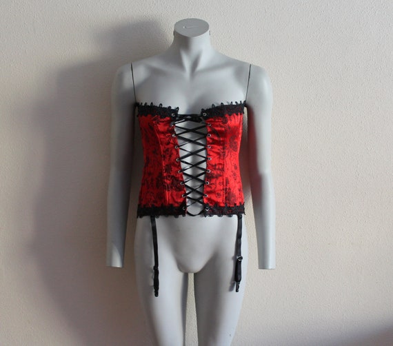 Burlesque Corset Black Red, Burlesque Corsets Bustiers