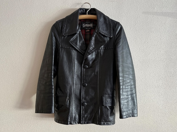 名作 Schott Leather Jacket テーラードジャケット USA Vintage SCHOTT Leather Jacket Black Leather Blazer Men's Black