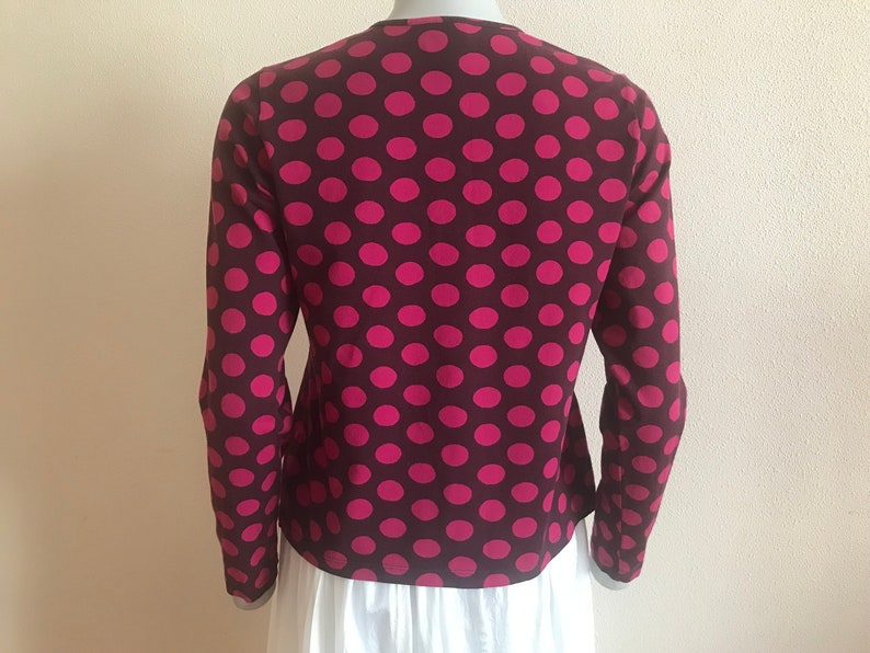 MARIMEKKO Top Polka Dot Marimekko Shirt Long Sleeve Purple Pink Circles Print Women T-Shirt Cotton Jersey Blouse image 6