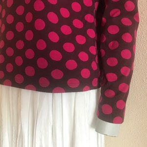 MARIMEKKO Top Polka Dot Marimekko Shirt Long Sleeve Purple Pink Circles Print Women T-Shirt Cotton Jersey Blouse image 5