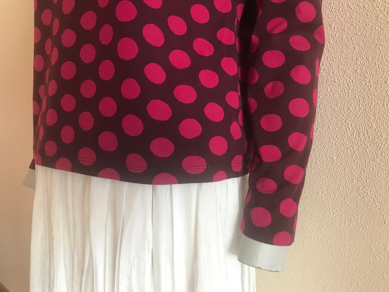 MARIMEKKO Top Polka Dot Marimekko Shirt Long Sleeve Purple Pink Circles Print Women T-Shirt Cotton Jersey Blouse image 5