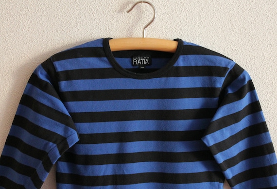 blue and black striped shirt