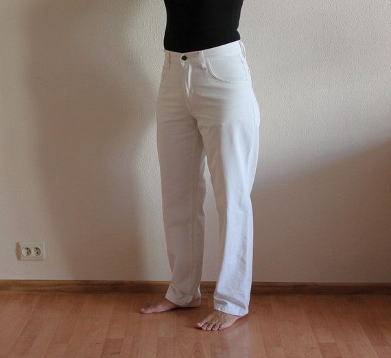 White ARMANI Pants Women Men Pants White Cotton P… - image 9