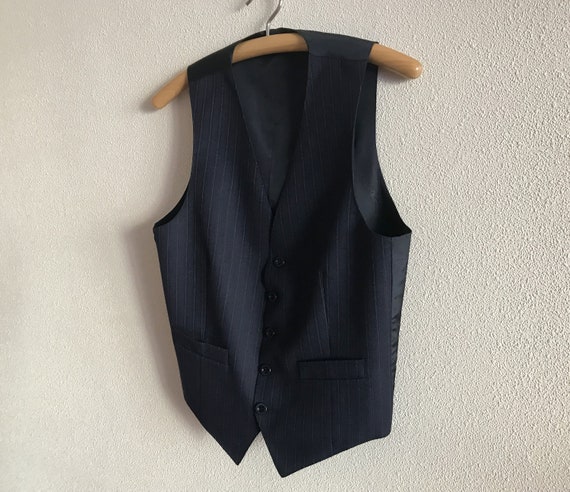 Men's Vest Navy Blue Mens Vest Formal Fitted Wais… - image 4