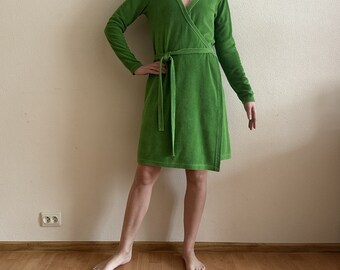 MARIMEKKO Womens Dress Long Sleeves Belted Wrap Dress Green Terrycloth Finnish Design Dress Small Size - Etsy MARIMEKKO Womens Dress Long Sleeves Belted Wrap Dress Green Terrycloth Finnish Design Dress Small Size - Etsy