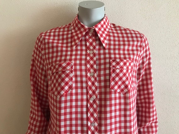 Vintage Shirt Frauen Bluse Rot Vichy Karo Shirt Rot Weiß Karierte Bluse  Langarm Top Picknick Kleid Country Cowgirl Western - Etsy.de