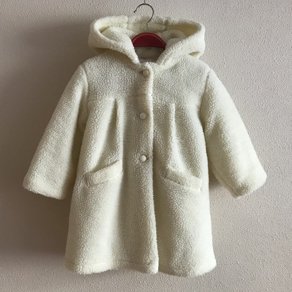 Enfants Manteau de fourrure vintage Enfants Manteau de fourrure blanche Manteau à capuche Petites filles Manteau Doublure chaude Veste 98 cm