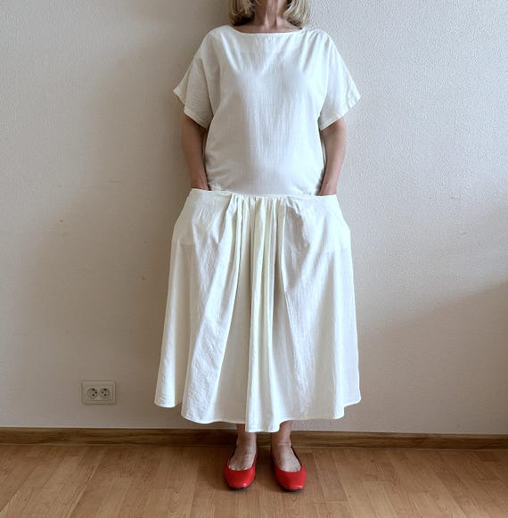 Vintage H & M Hennes Mauritz Dress Women Summer Dress Ivory Pale Yellow Cotton Short Sleeves Dress With Pocket - Etsy Vintage H & M Hennes Mauritz Dress Women Summer Dress Ivory Pale Yellow Cotton Short Sleeves Dress With Pocket - Etsy