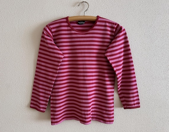 MARIMEKKO Shirt Long Sleeves Striped Top Pink Striped Sailor