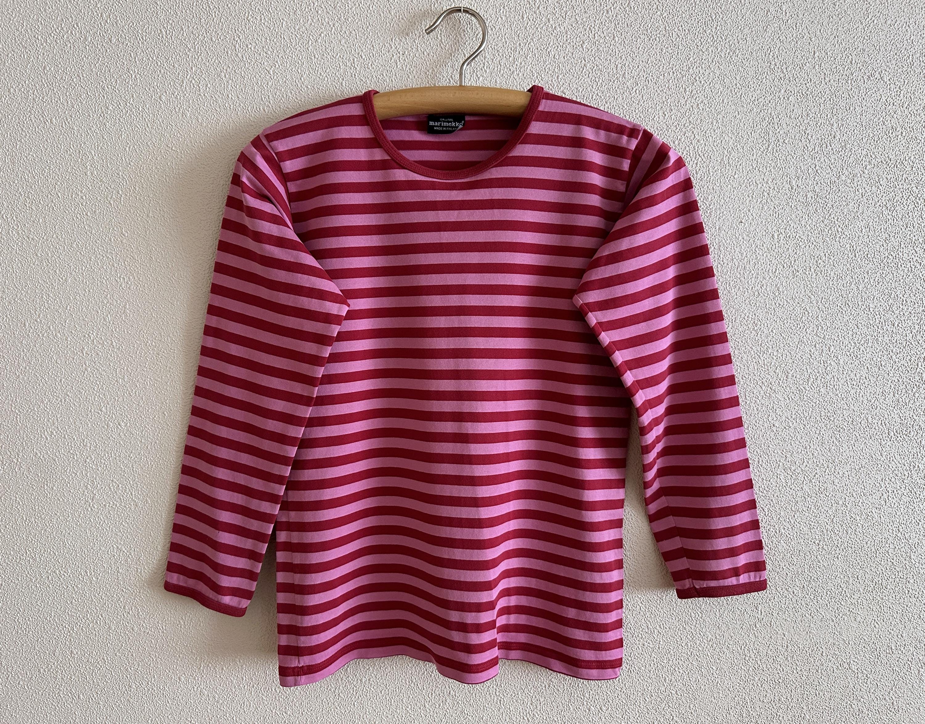 MARIMEKKO Shirt Long Sleeves Striped Top Pink Striped Sailor