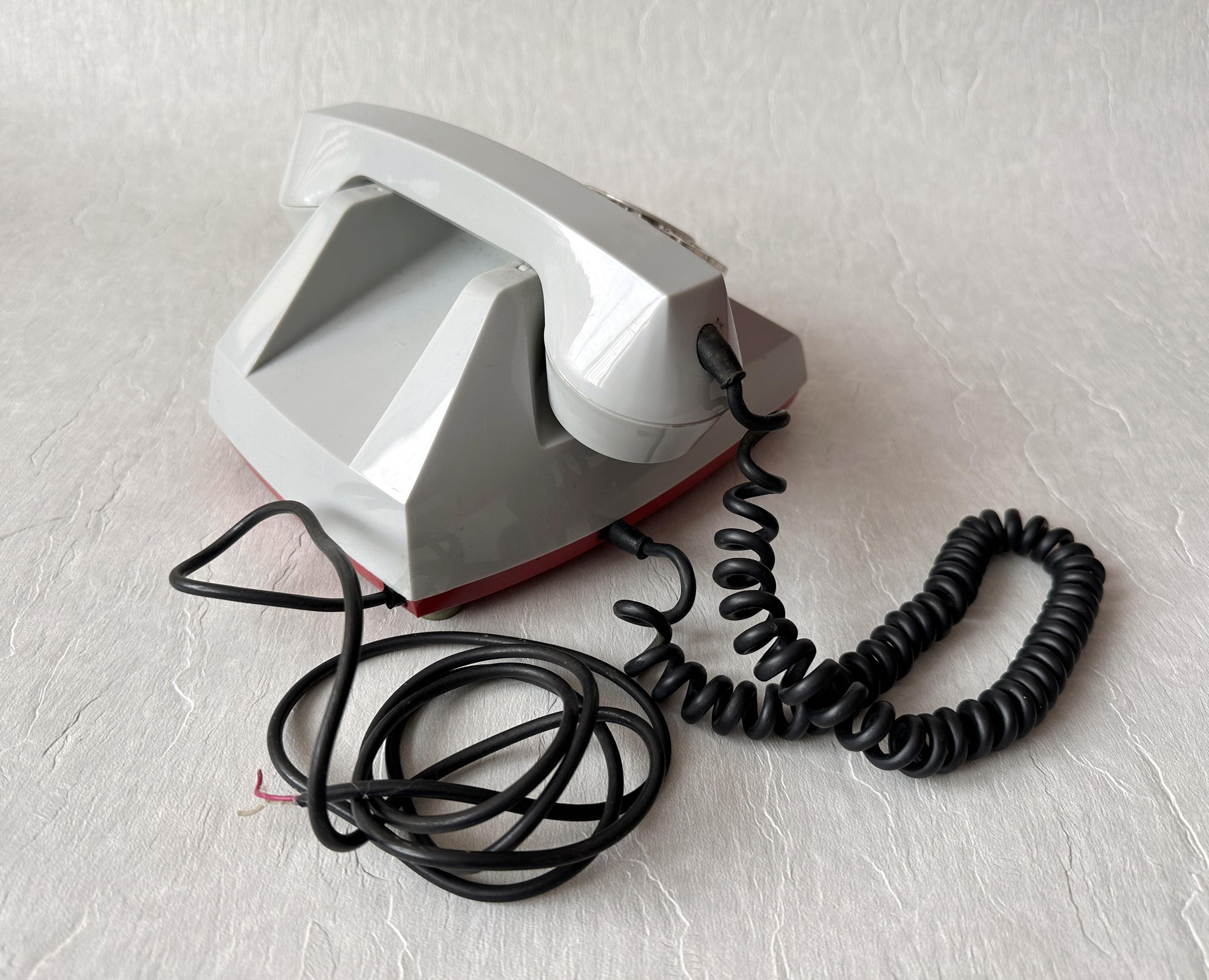 Vintage Soviet Rotary Phone TA-68 Made in USSR 1980 Retro Gray