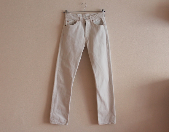 Mens white levi 501 cheap jeans