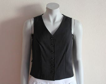 Women's Vest Black Vest Black Womens Vest Steampunk Formal Fitted Waistcoat Edwardian Renaissance Baroque Victorian Medium Size