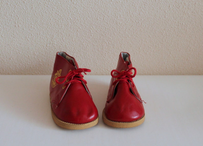 Soviet Baby Shoes Children's Boots Made in the USSR Shoes Red Leather Shoes Kids Shoes Vintage Children Shoes image 4