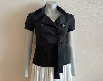 Women's Vest Black Vest Black Womens Vest Steampunk Formal Fitted Short Sleeve Jacket Black Belted Waistcoat Small Size