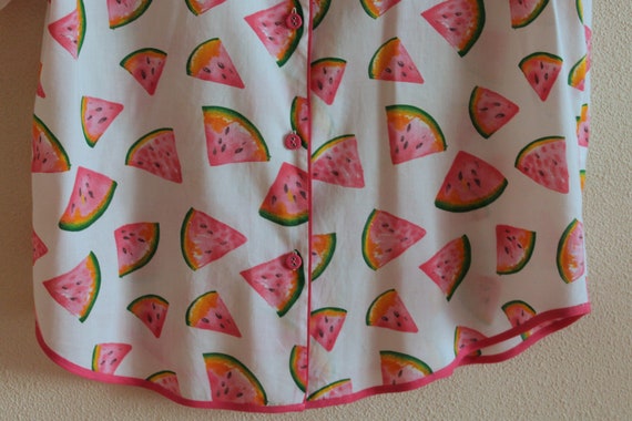 Pajama Top Vintage Blouse Watermelon Print Top Tr… - image 8