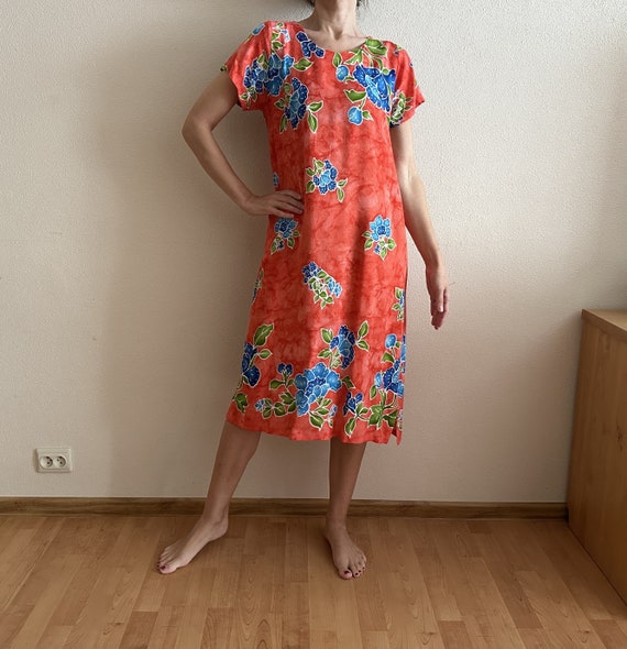 fitted lace wedding dress 60's Vintage Flower Print Mod Style Shift Dress Vibrant Color Size 3/4 main image 0