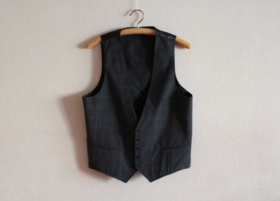 Mens Vest Grey Vest Gray Plaid Gentlemen's Vest Ch