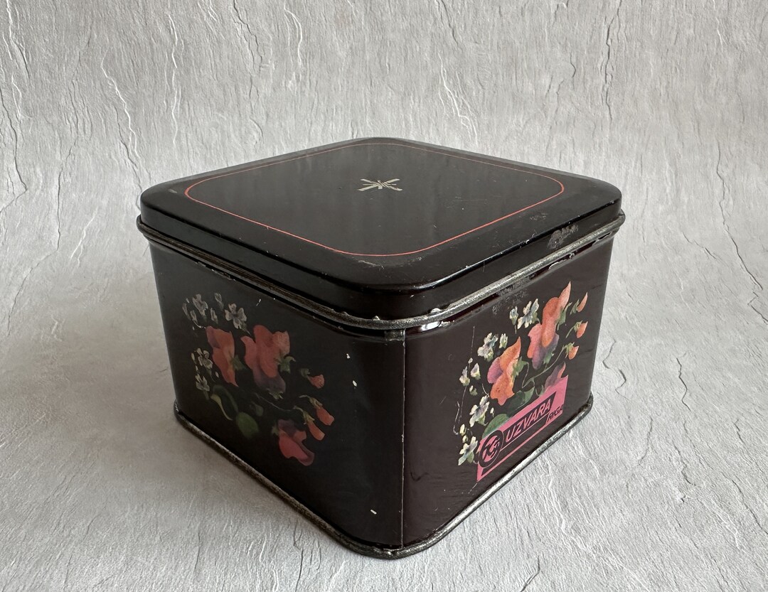 Vintage Tin Candy Storage Box Metal Box Tin Box Retro Kitchen Decor ...