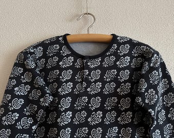 MARIMEKKO Top Black Gray Abstract Print Shirt Long Sleeve T-Shirt Cotton Jersey Blouse Scandinavian Shirt