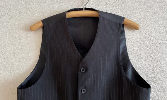 Reversible Black Vest for Men Formal Suit Waistcoat Two-sided Dress Vest  Pinstripe & Solid Black Groomsmen Vest Classic Wedding or Business - Etsy