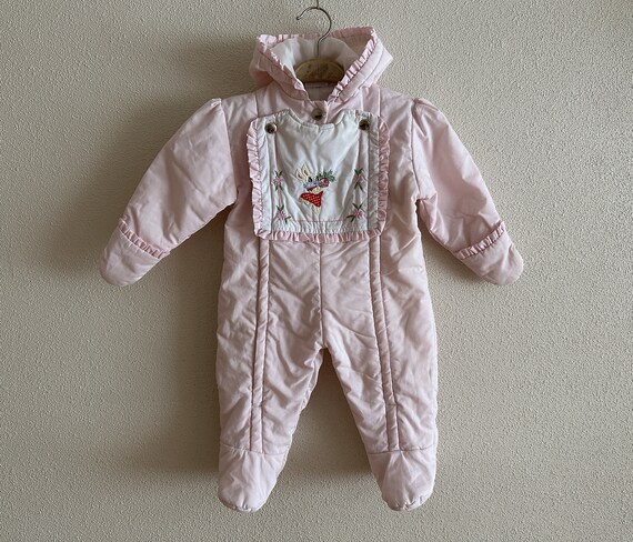 Vintage Kids Snow Suit 80s 90s Baby One Piece Ski… - image 2