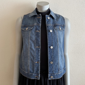 Damesvest Denim Vest Dames Denim Vest Blauw Jeansvest Metalen Knopen Country Western Boho Mouwloos Denim Jas