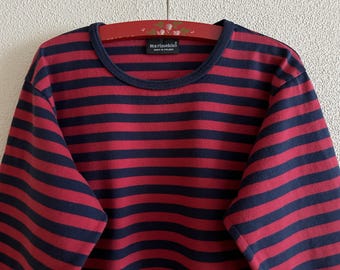 Marimekko Striped Long Sleeve Shirt Blue Black Cotton Top