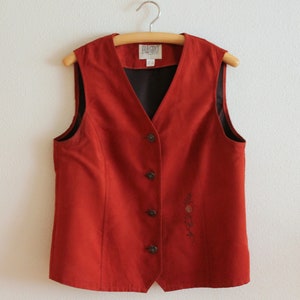 Women's Dirndl Vest Terracotta Dirndl Waistcoat Embroidered Vest Austrian Bavarian Tyrolean Trachten German Loden Festival Extra Large
