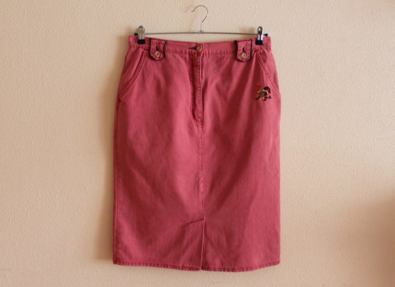 Dirndl Skirt Red Denim Skirt Original Alpen Trach… - image 6