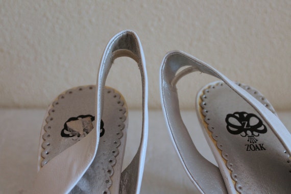 Vintage Slingback White Wedding Shoes White Bridal Women Shoes 90s