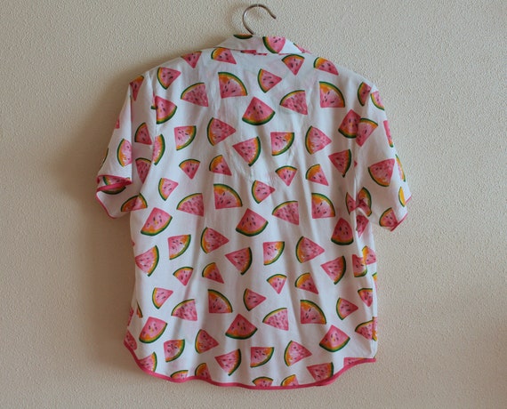 Pajama Top Vintage Blouse Watermelon Print Top Tr… - image 9