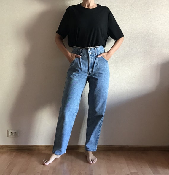 High Waist Denim Pants Blue Jeans Women's Peg Leg Jeans Trousers