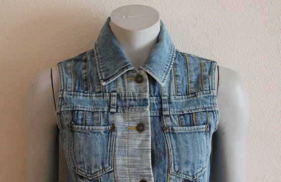 Women s Vest Denim Vest Women Denim Vest Waistcoat Fitted Metal Buttons Womens Country Western Boho Sleeveless Denim Jacket Small to Medium Etsy Canada