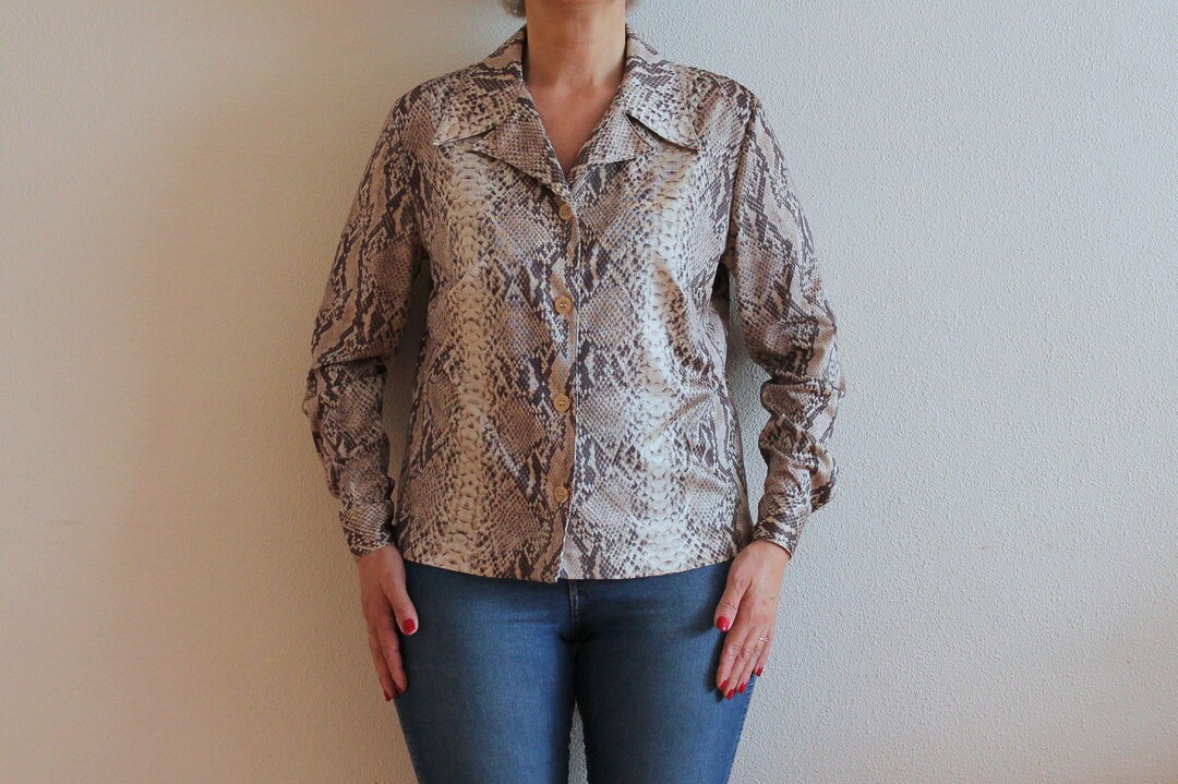 Chemisier imprimé serpent Chemisier vintage Imprimé python
