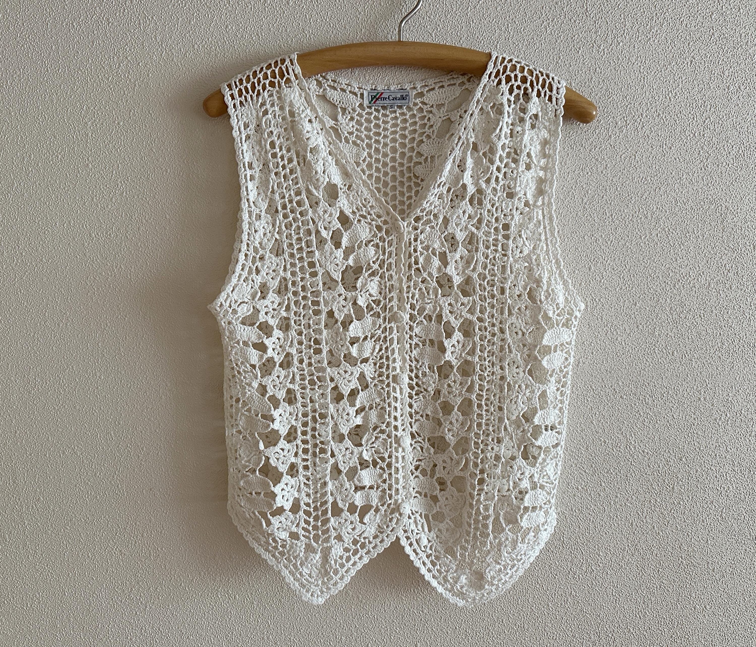 Women's Vest White Crochet West Lace Summer Waistcoat Crochet