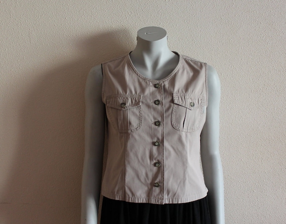 Women's Vest Beige Vest Beige Women Vest Romantic