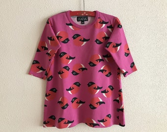 Ristomatti RATIA Dress Pink Baby Dress Long Sleeves Children's Dress Birds Print Dress Tunic Cotton Jersey Tunic Size 80