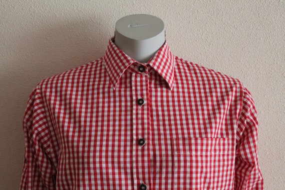 Gingham Shirt Vintage Shirt Women Blouse Red Chec… - image 2