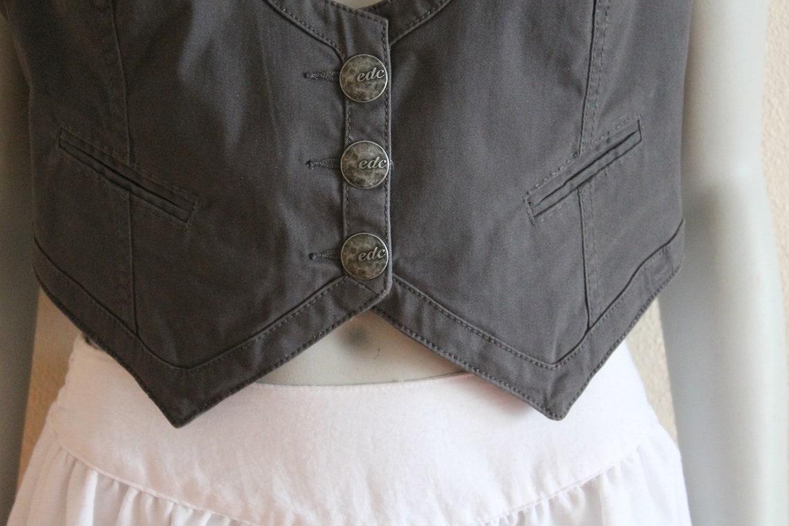 Women's Vests Grey Vest Gray Women Vest Cropp Waistcoat Etsy