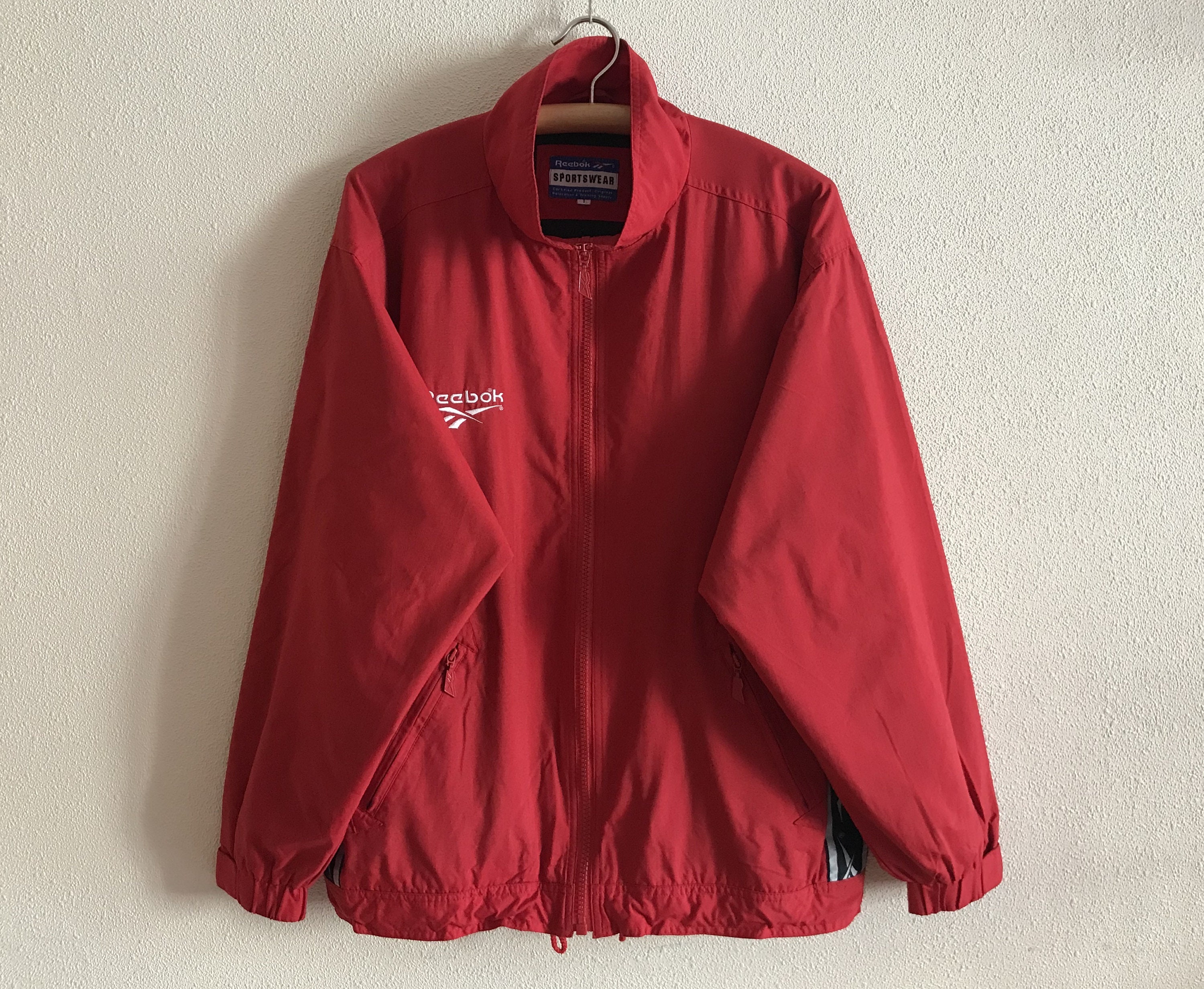 Vintage Reebok Sports Jacket Red Windbreaker Mens Hipster Jacket