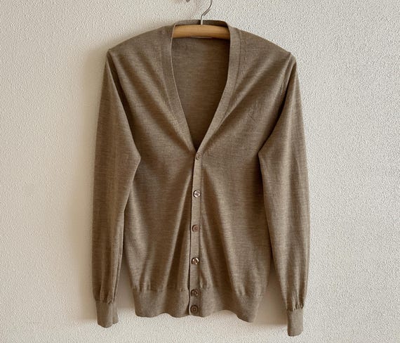 Tiger of Sweden Herren Cardigan Beige Merino Wolle Strickjacke