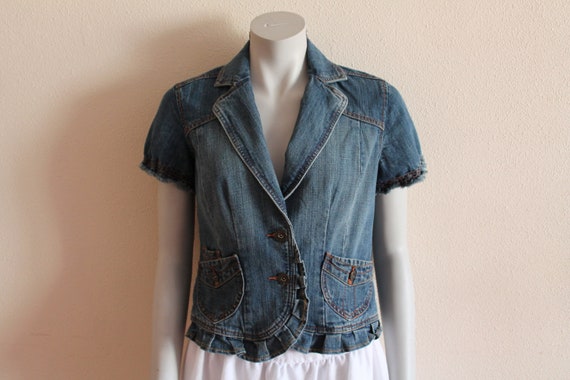 short sleeve denim jacket ladies