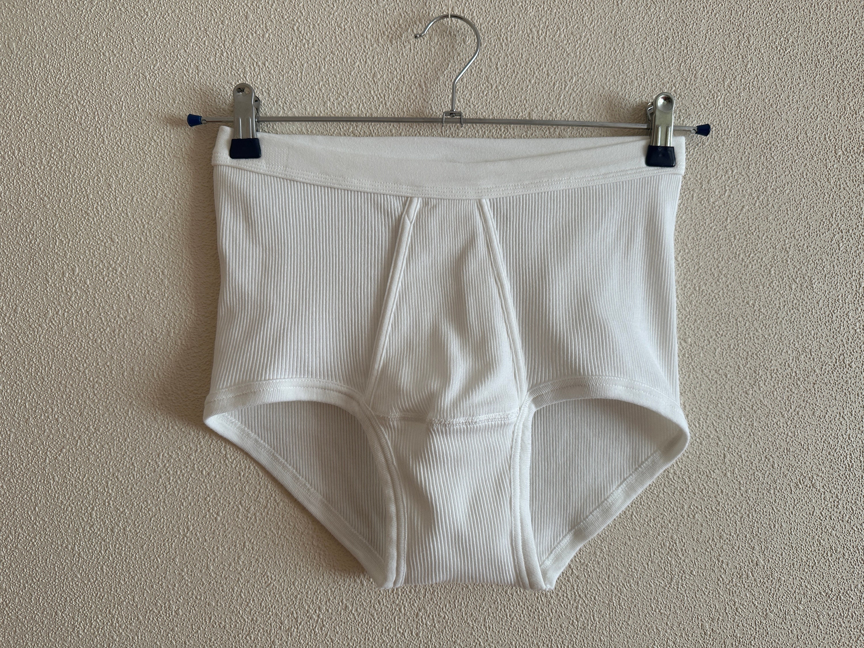 Vintage Cotton Briefs White Mens Underwear White Ribbed Cotton Underpants  Mens Brief 