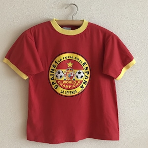 Spanje Spaans Espana voetbalteam T-shirt Nationaal T-shirt Spanje voetbal T-shirt Vintage voetbalshirt rood korte mouw T-shirt klein formaat
