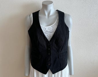 Women's Vest Black Vest Black Cotton Womens Waistcoat Steampunk Formal Fitted Sleeveless  Jacket Large Size