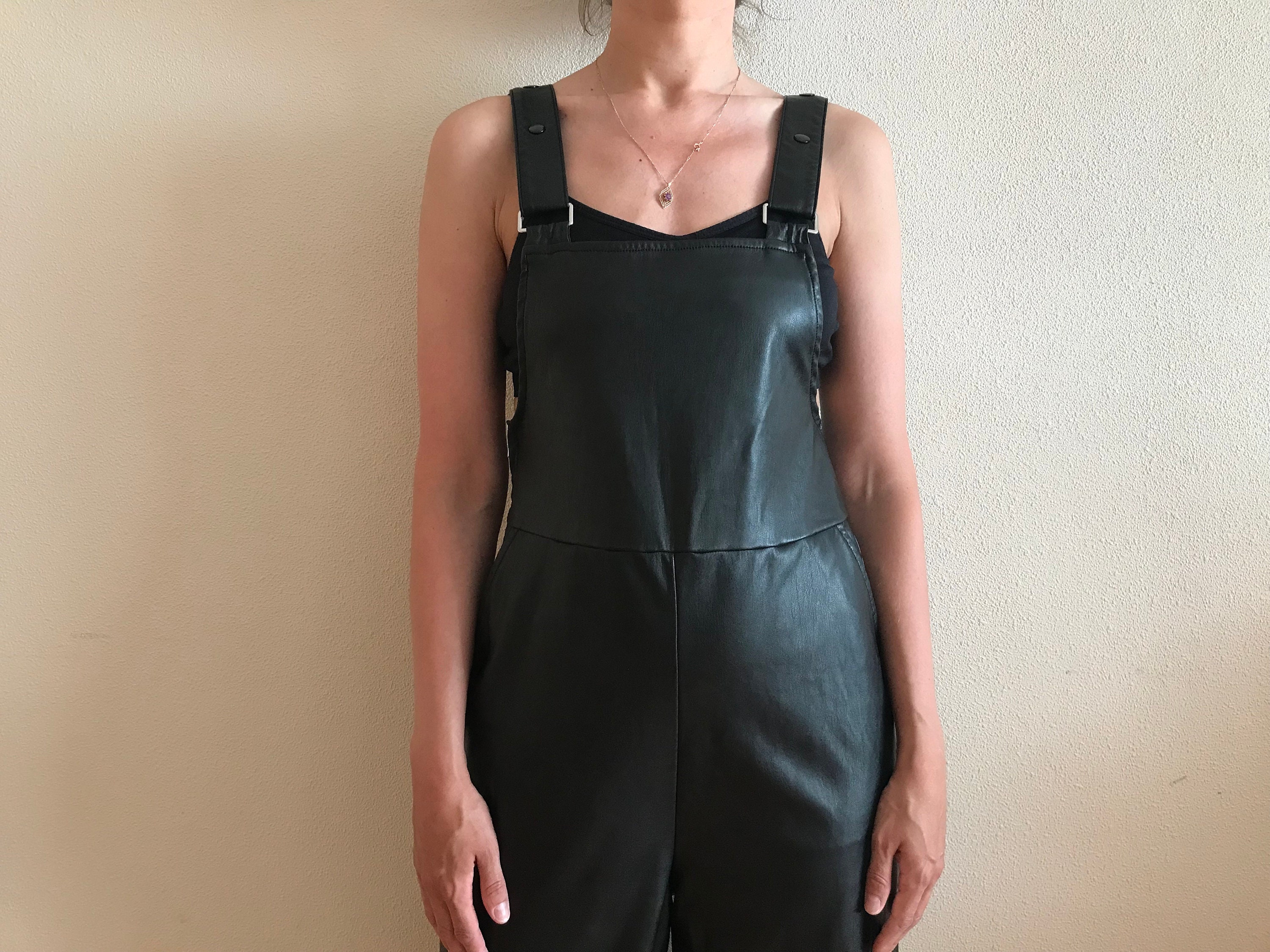Faux Leather Dungarees Black Leather Overalls Bib Overall Jumpsuit
