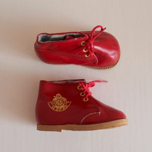 Soviet Baby Shoes Children's Boots Made in the USSR Shoes Red Leather Shoes Kids Shoes Vintage Children Shoes image 7