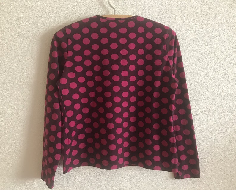 MARIMEKKO Top Polka Dot Marimekko Shirt Long Sleeve Purple Pink Circles Print Women T-Shirt Cotton Jersey Blouse image 9